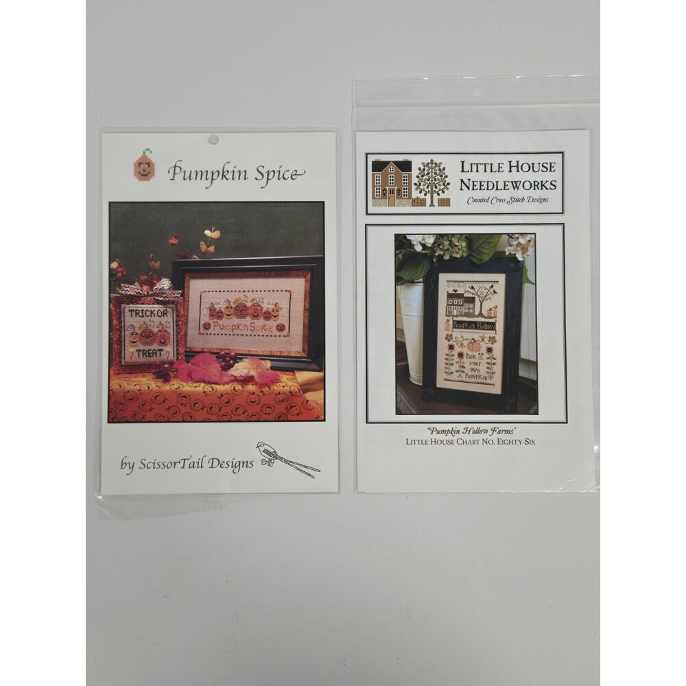 Pumpkin Cross Stitch Charts Lot 2 Little House Needleworks ScissorTail Halloween